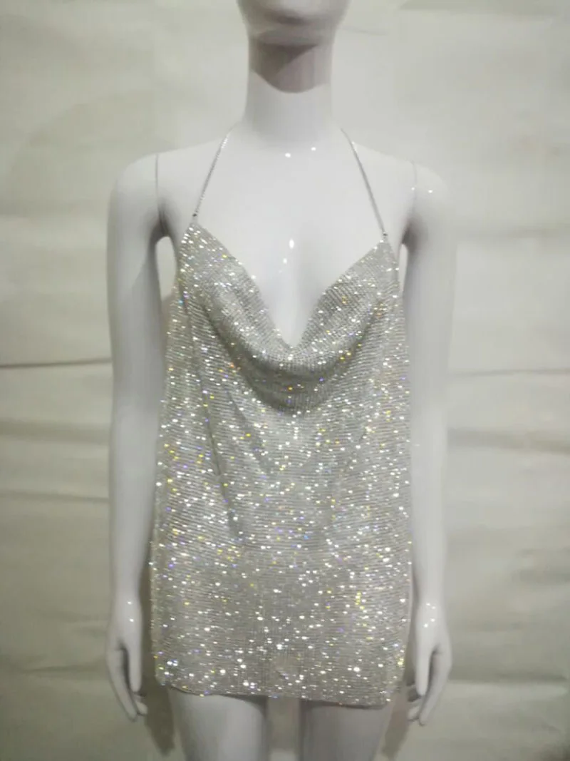 Металл Кристалл бюстье бриллиантами Bralette Топ Женская сексуальность Холтер