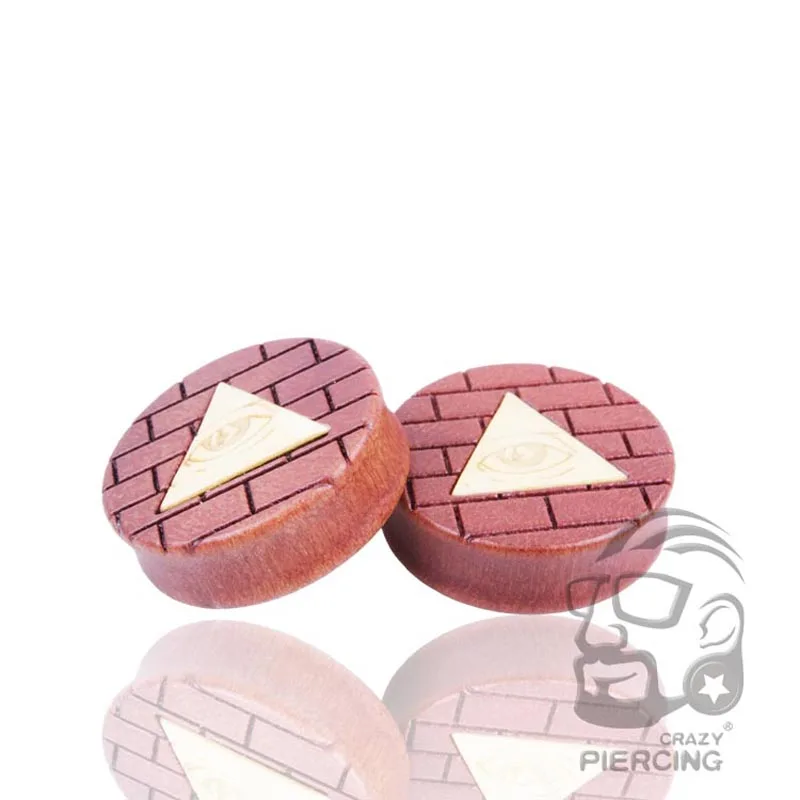 Затычки для ушей из резного дерева глаза в треугольнике пирсинг уши туннели