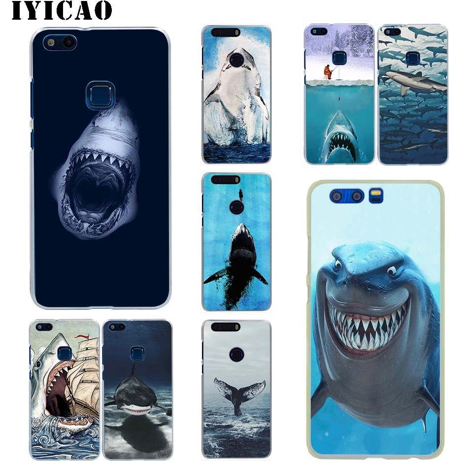 Жесткий чехол IYICAO Animal hockey shark для Huawei Honor 6A 6C 7A 7C 7X 8 8X 9 10 20 9X Lite Pro Play Note View