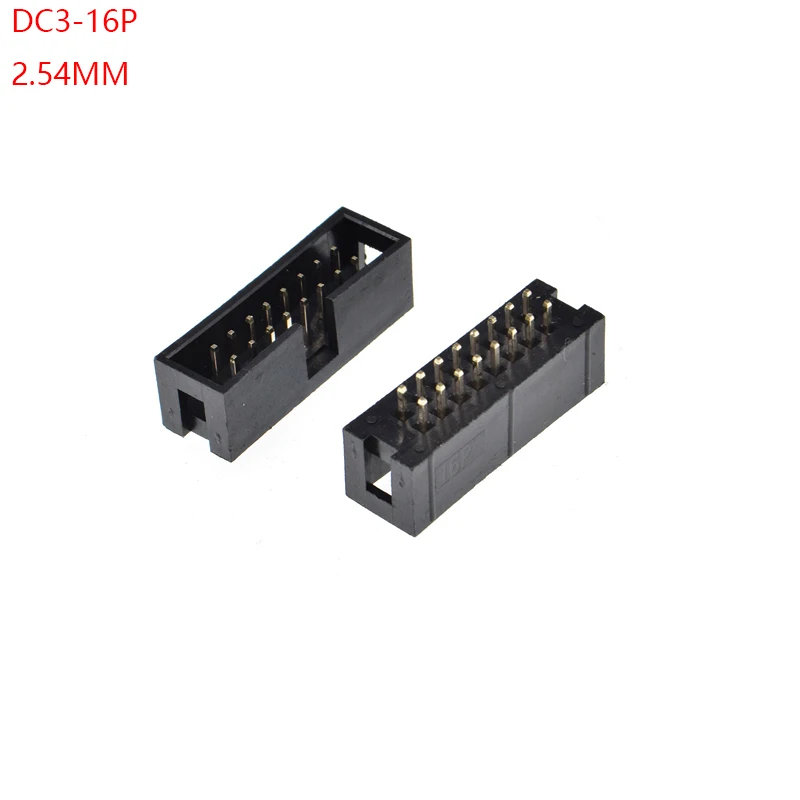 10 шт. DC3-16P 2,54 мм Шаг JTAG ISP мужской разъем прямой idc заголовки коробки разъем PCB с двойным рядом камней 2x8PIN DC3 16 PIN 16 P заголовка