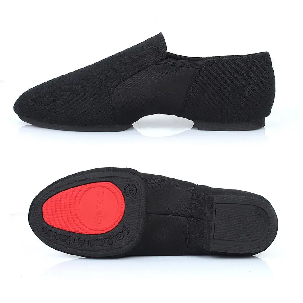 Black 2 Rubber sole Джаз, Латинская Сальса, растягивающаяся танцевальная обувь для женщин, джаз, балетные туфли, учительские, Excercise, унисекс, Бальные Танцевальные Туфли, ПУ/холст - Цвет: Black 2 Rubber sole