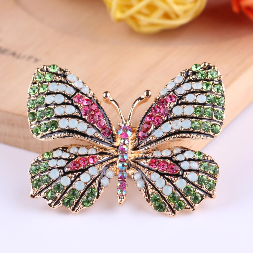 New Arrival 2020 Colorful Crystal Rhinestone Alloy Brooch Plating Butterfly Lifelike Women Jewelry Accessory | Украшения и