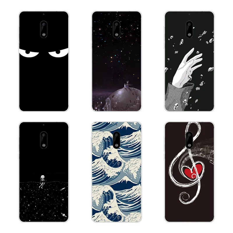 for nokia 1 2 3 5 6 2018 Case Silicon Black graffiti Painting Soft TPU Back Cover Protect Phone cases shell |