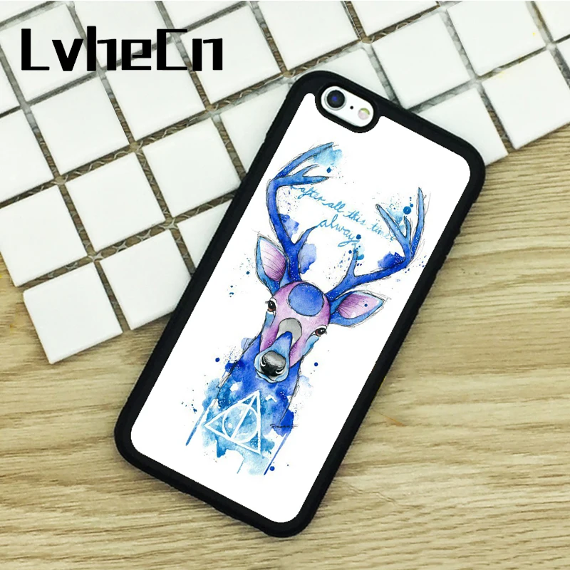 LvheCn ТПУ чехлы для телефонов iPhone 6 6S 7 8 Plus X 5 5S 5C SE 4 4S ipod touch 4 5 6 Чехол синий олень искусство Гарри Поттер