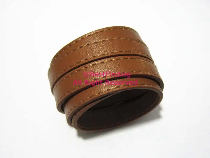 

10x2mm Light brown leather cord Stitched 10mm flat leather cord stitch leather