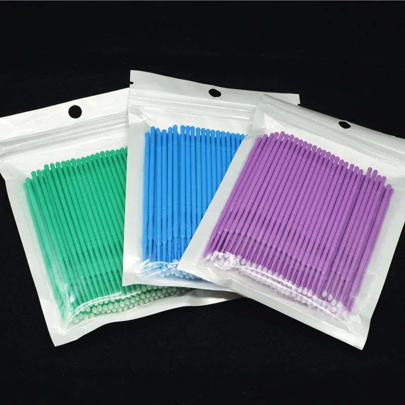 100pcs Portable Disposable Micro Brush Eyelash Extensions Removal Cotton Swab False Lashes Makeup Applicator Stick A055 | Красота и