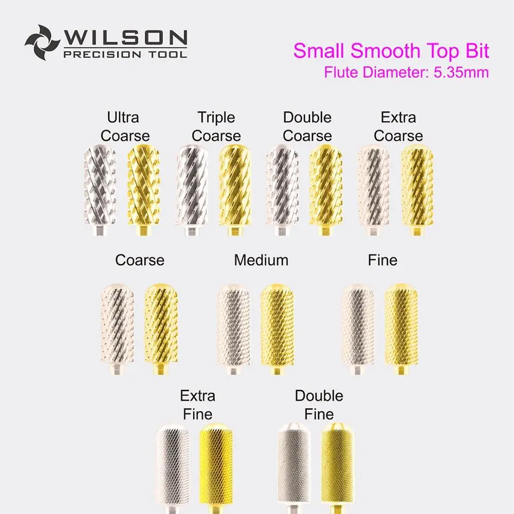 Small Barrel Smooth Top Bit - Gold/Silver - WILSON Tungsten Carbide Nail Drill Bit Electric Manicure Drill & Accessory