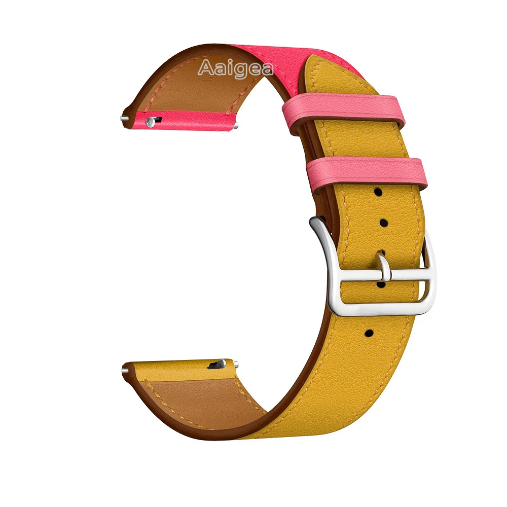 22 мм кожаный ремешок для часов для Xiaomi Huami Amazfit Strato спортивные часы 2 умные часы Мода замена запястье ремешок - Цвет: Yellow pink