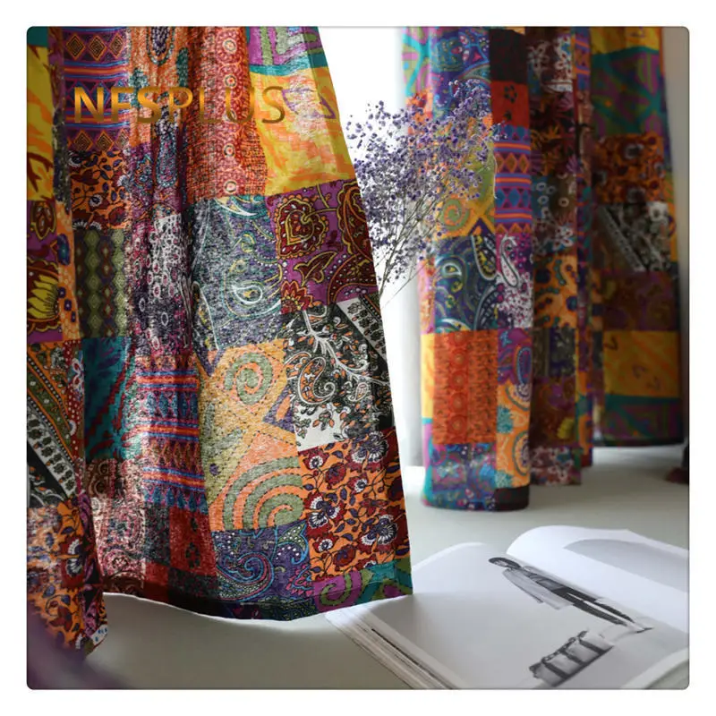 Window Curtains For Living Room Bedroom 140x215cm Cotton Linen Bohemia Printed Grommet Top Hook Home Decorative Blackout Curtain