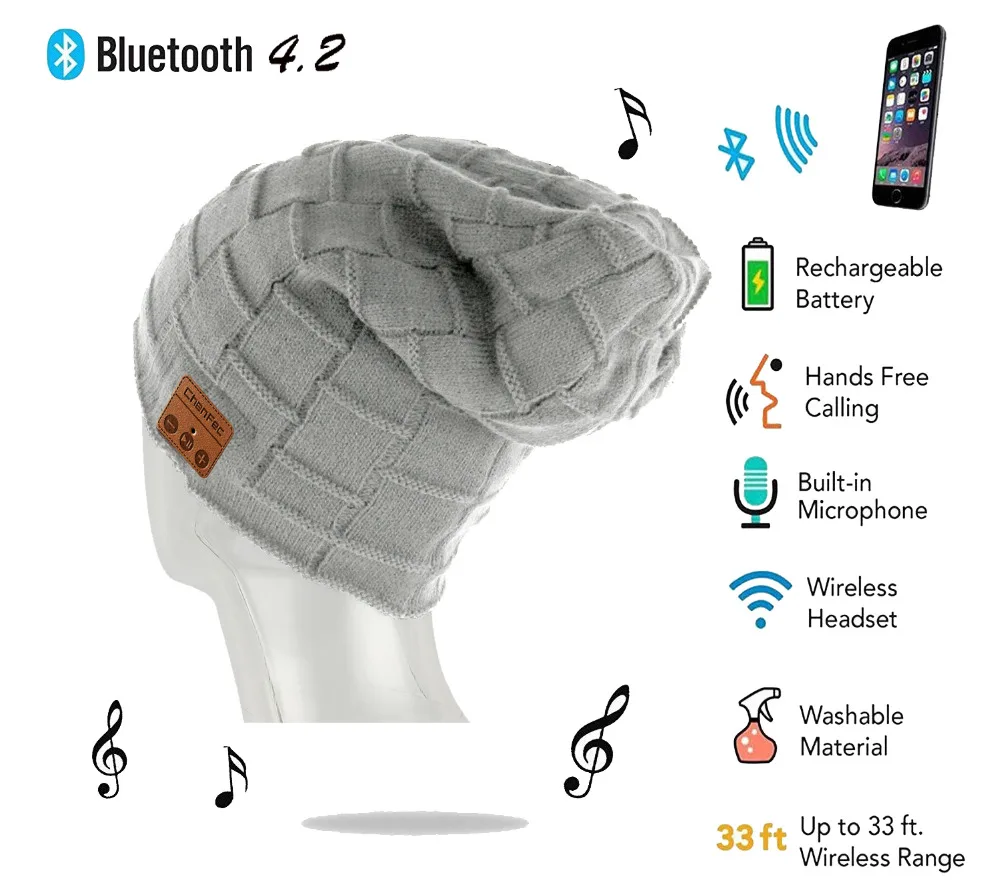 Вязаная зимняя шапка Bluetooth4.2 беспроводная bluetooth гарнитура музыкальный Mp3 динамик