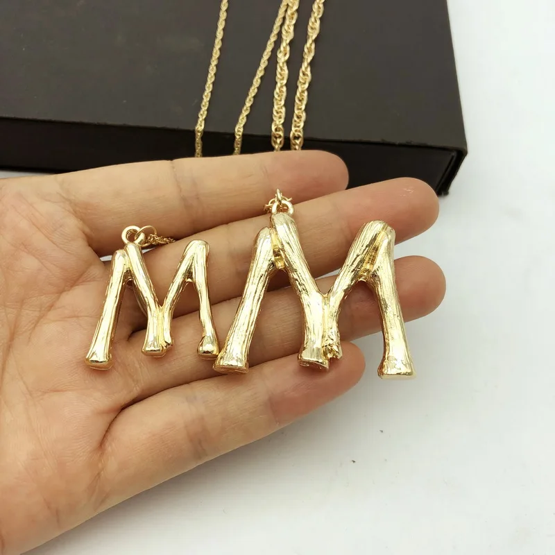 F.J4Z Горячие Женщины Алфавит Подвески сплав маленькие бамбуковые буквы ожерелья
