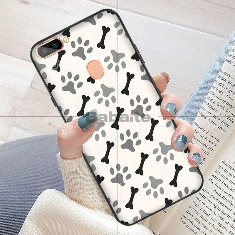 Мягкий силиконовый черный чехол для телефона Babaite Dog Paw из ТПУ OPPO R15 Mirror Dream R11S Plus R11