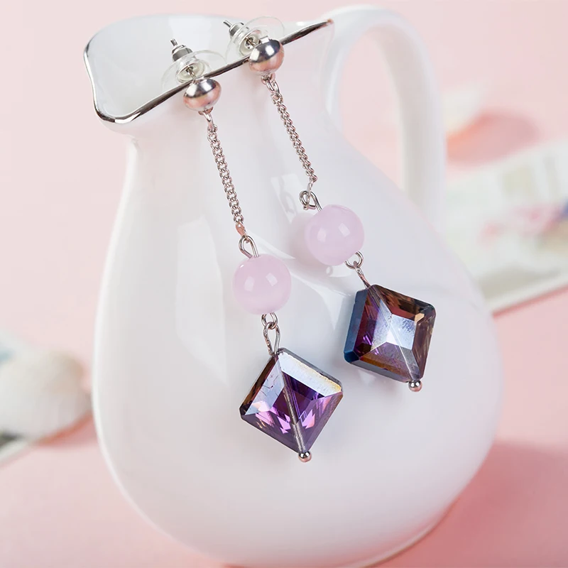 Модные квадратные серьги-гвоздики с кристаллами классические модные брендовые