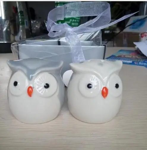 Wedding Favors and Gifts Baby Shower Owl Always Love You Ceramic Salt Pepper Shaker Free Shipping 200pcs=100sets/lot | Дом и сад