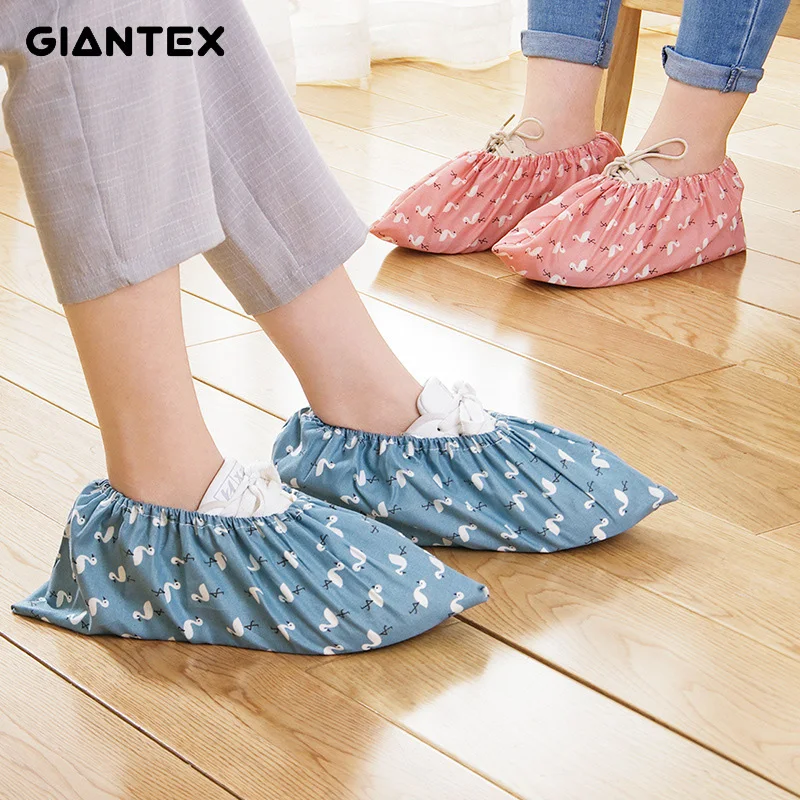 GIANTEX печать тканевые бахилы противоскользящие Крытый пылезащитный чехол для ног