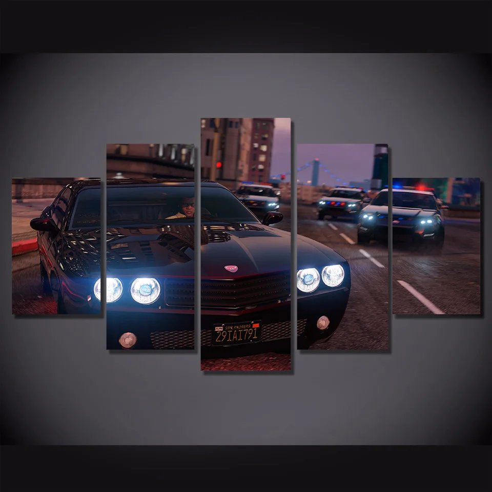 5 шт. холст живописная картинка Современное украшение Ночная улица черный