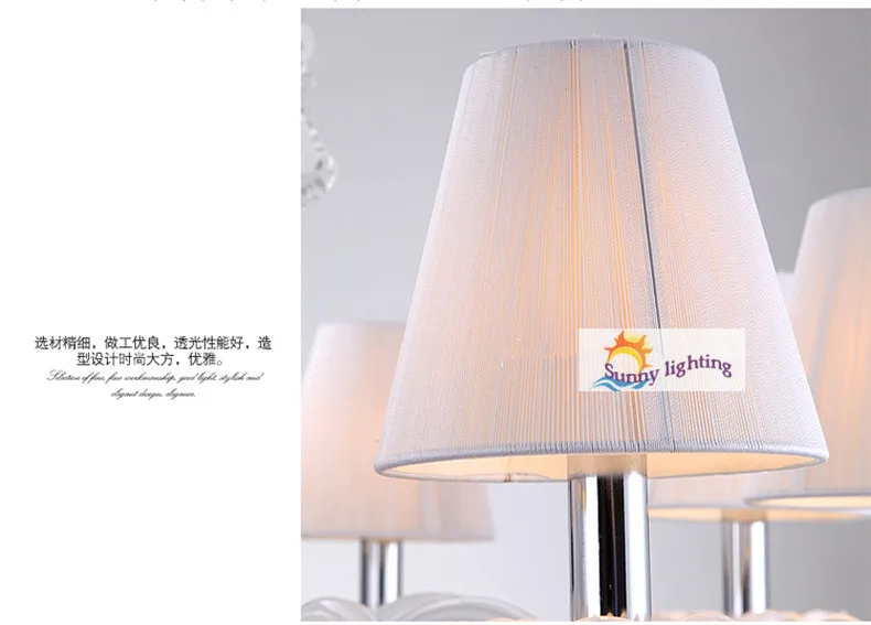 8 светодиодных свечей белые хрустальные люстры с тканевым абажуром стеклянные