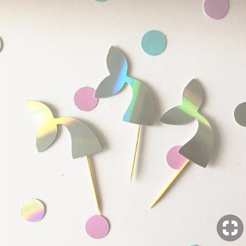 Новый хвост русалки акриловый торт Топпер Свадьба Русалка лазерный бумажный на