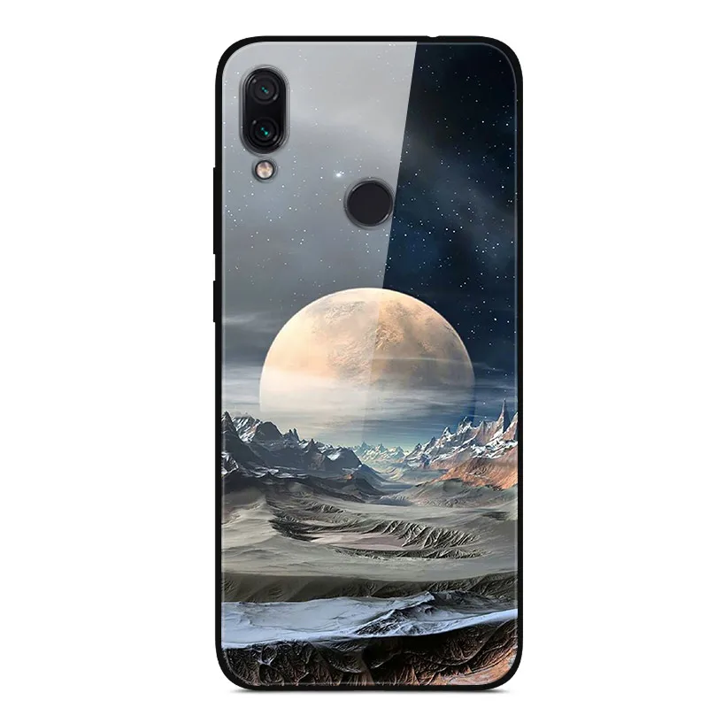 1 Для Xiaomi Redmi 7 Чехол из закаленного стекла твердая задняя крышка для Xiaomi Redmi Note 7 чехлы для телефонов силикон бампер Coque на Redmi7 Note7 - Цвет: 1