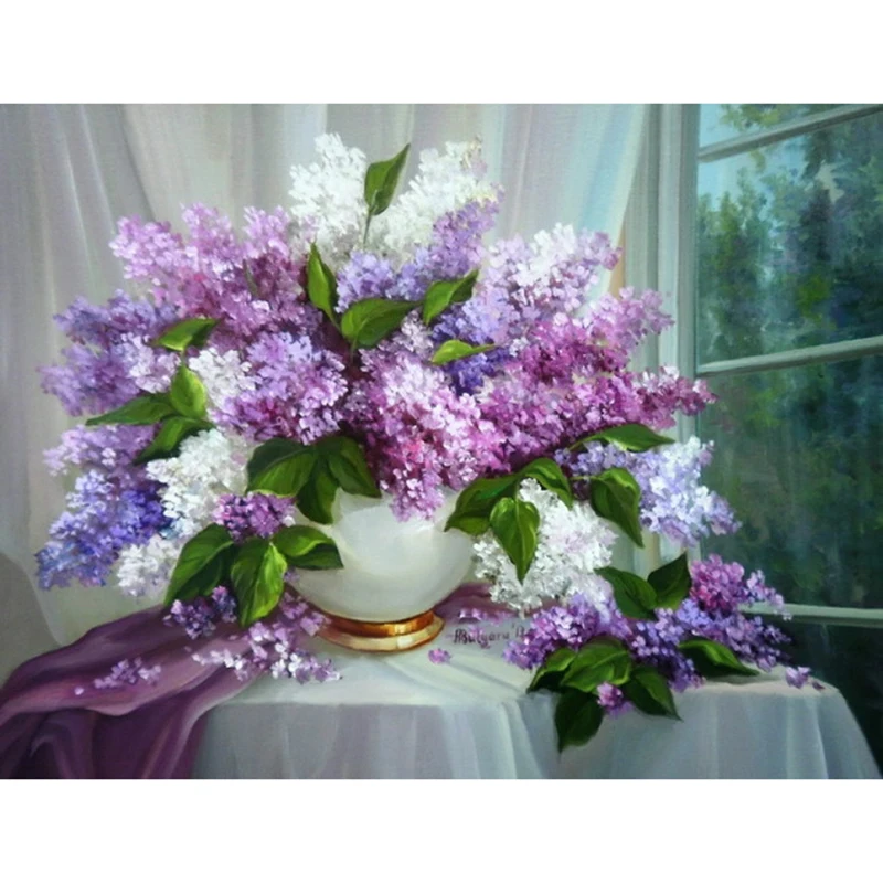 

DIY Diamond painting Cross stitch Kit Diamond embroidery lilac 5D Diamond mosaic Needlework Pattern Home Decoration