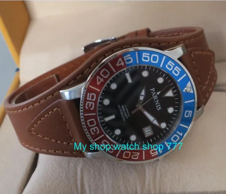 

42MM PARNIS 21 jewels Japanese 821A automatic Self-Wind Mechanical watches Sapphire Crystal 10Bar luminous men's watch 50sy