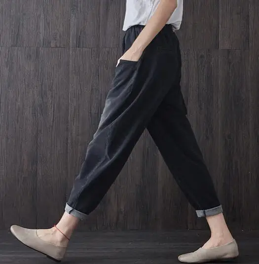 Harem pants for women plus size loose denim jeans casual capris autumn spring elasitc waist new fashion high yfs0702 |
