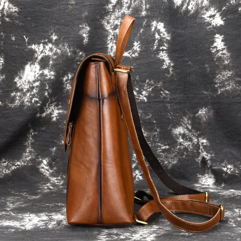 Рюкзак мужской из натуральной кожи ранец большой вместимости для книг дорожная