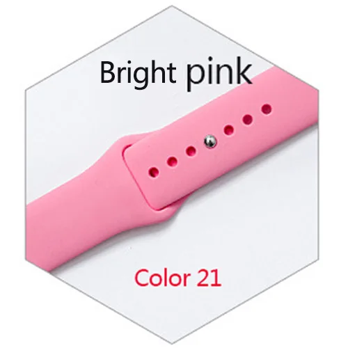 color 21 Цветной мягкий силиконовый спортивный ремешок для Apple watch серии 4, 3, 2, 1 сменный ремешок для iWatch 42 мм, 38 мм, сменный вариант - Цвет ремешка: color 21