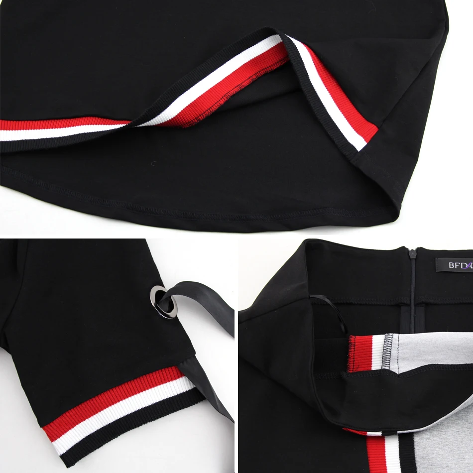 BFDADI 2020 осенний женский топ с рукавом до локтя лентой и сращенной юбкой комплект