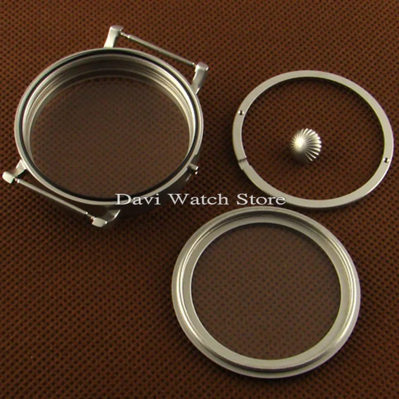 

46mm Parnis silver watch case Sandblast 316L Big Case Fit eta 6497/6498 Seagull ST36 Watches