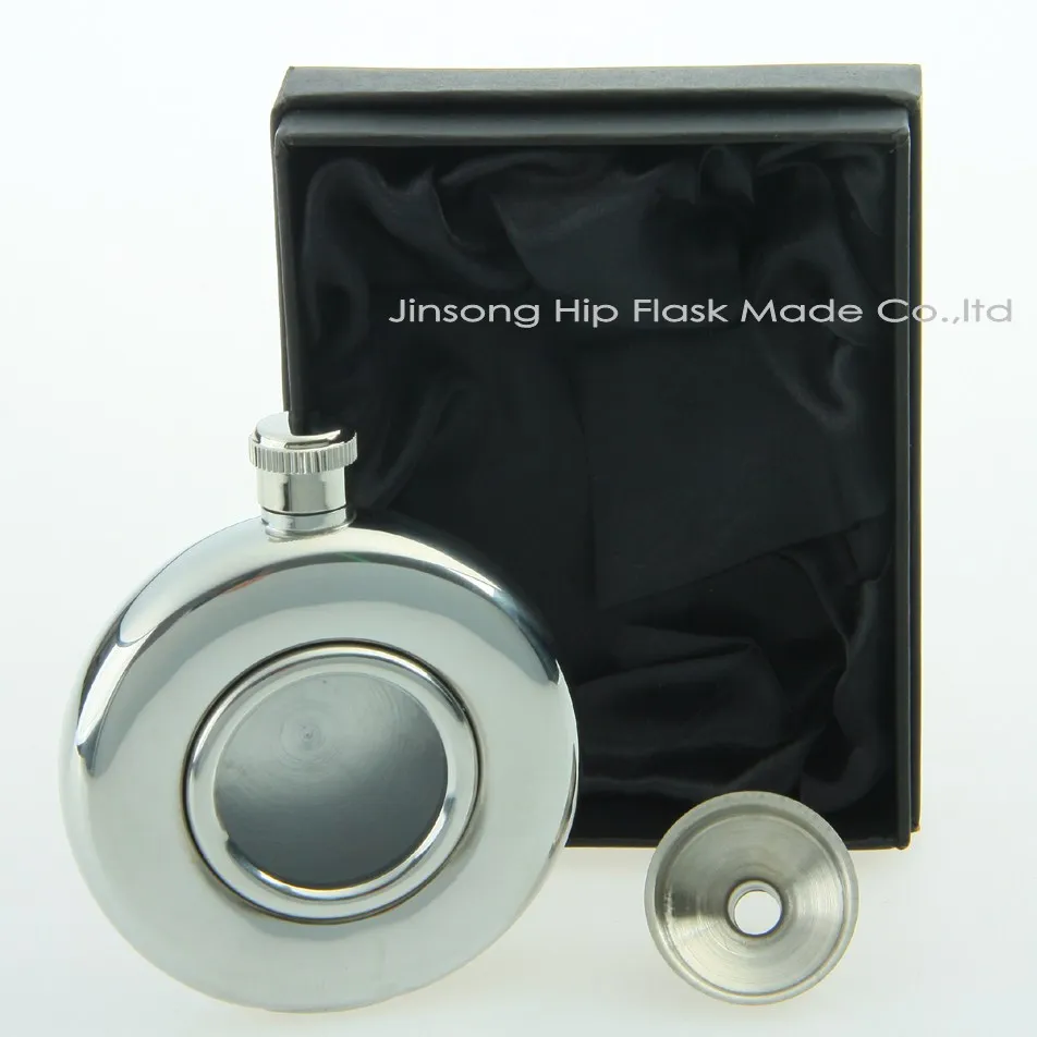 2016 ручной работы 304 зеркальная фляжка из нержавеющей стали 5 унций со стеклянными