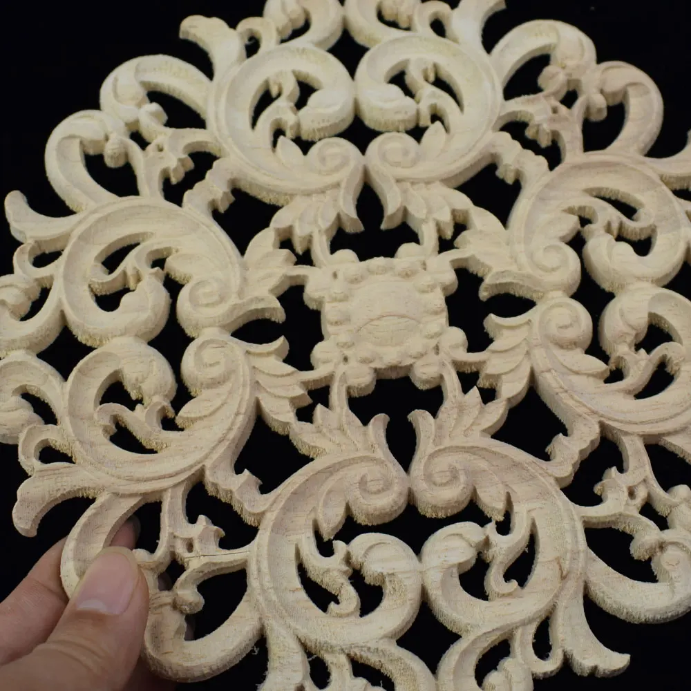 20/24CM Natural Floral Wood Carved Decal European Style Woodcarving Furniture Applique Home Decoration Accessories - купить по