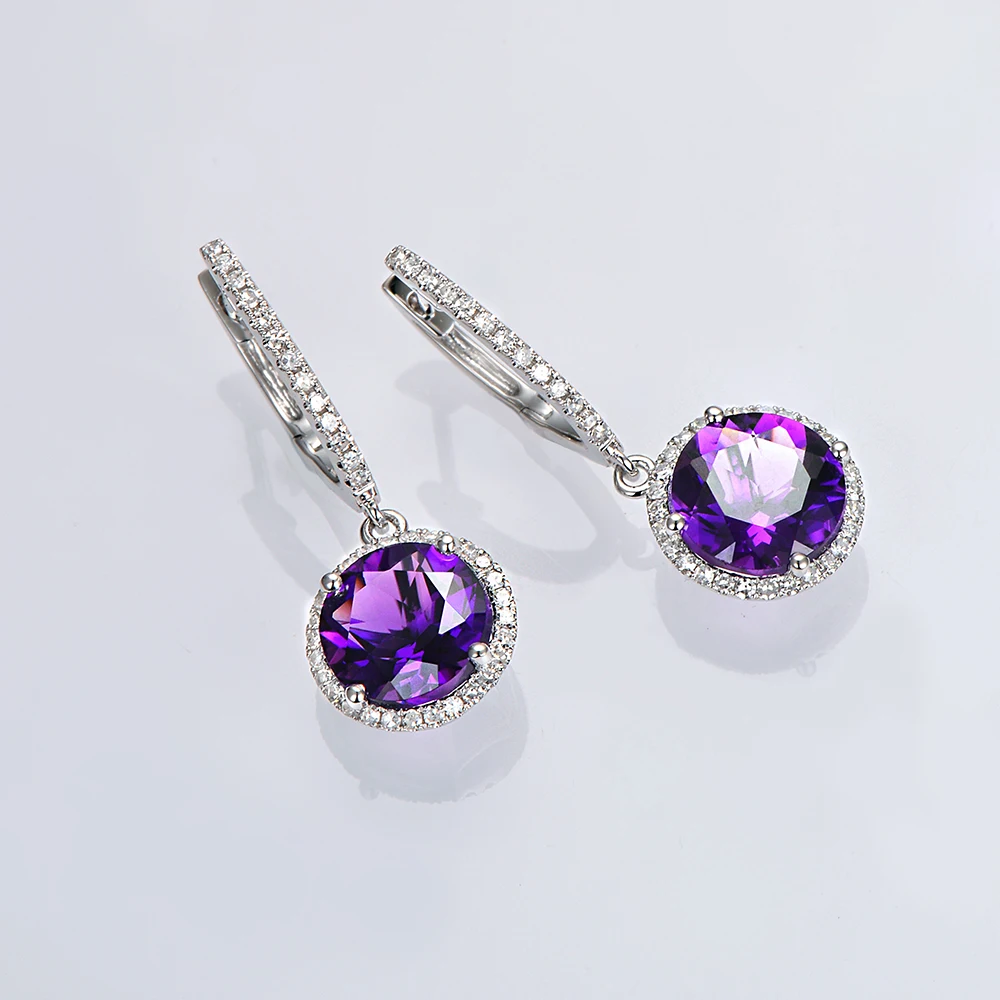 Caimao ювелирные изделия 14 K белое золото 3.28ct аметиста& 0.33ct сербги-капли с бриллиантами для дам