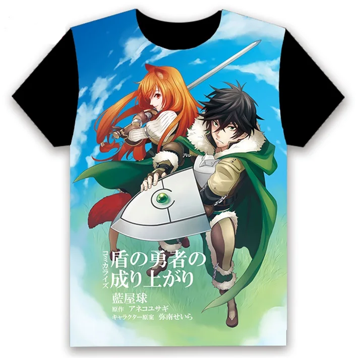 Футболка аниме The Rising of the Shield Hero Naofumi Iwatani Косплей короткий рукав для женщин и мужчин черная футболка Повседневная летняя рубашка Otaku - Цвет: 3