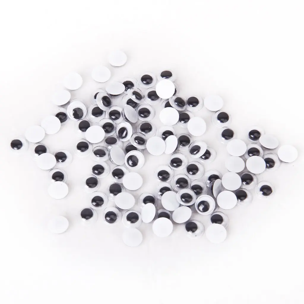 100Pcs Round Moving Movable Wiggly Wiggle Craft Eyes Glue On Sticker 10mm | Игрушки и хобби