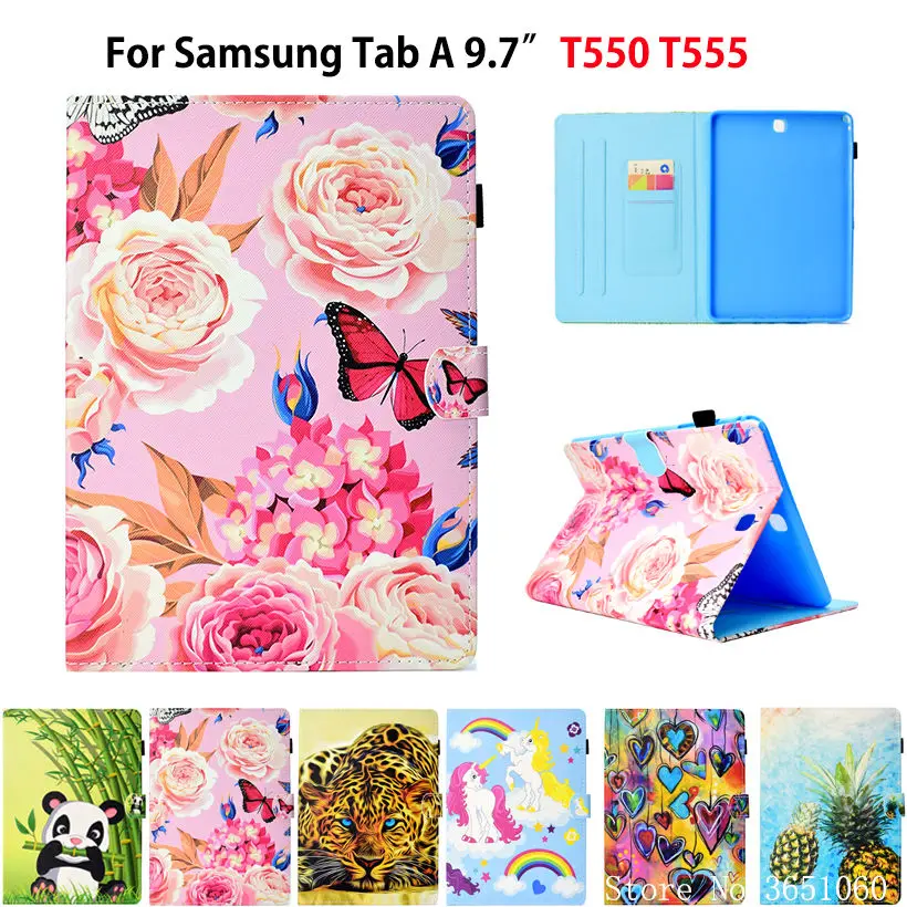 Чехол подставка для Samsung Galaxy Tab A умный чехол планшета 9 7 дюйма с рисунком цветов