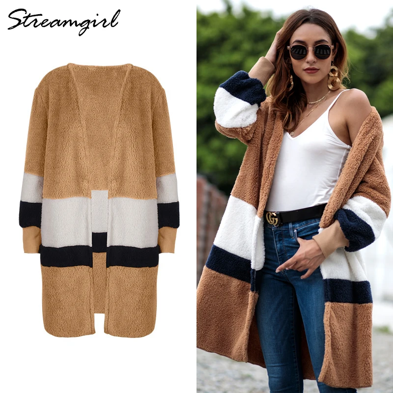 Long Cardigan Female Coat Autumn 2018 Women's Outwear Fluffy Women Sleeve Cardigans For Winter |