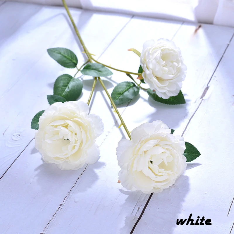White Искусственные пионы цветы Шелковые искусственные цветы украшения дешевые маленькие поддельные цветочный Декор для дома DIY высокого качества китайский - Цвет: White