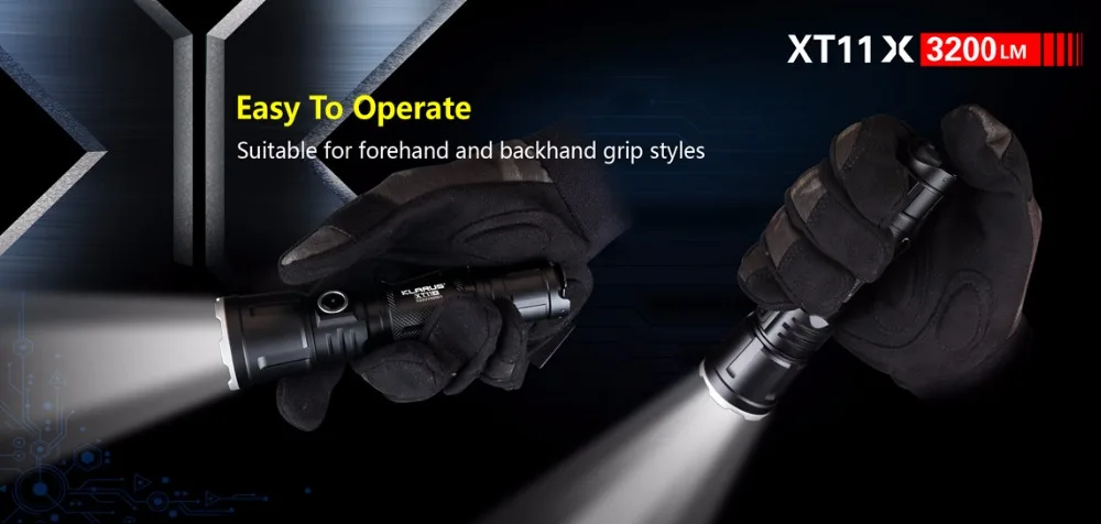 Тактический светодиодный фонарик KLARUS XT11X CREE XHP70.2 P2 3200 лм с кабелем Micro-USB и 18650 батареей для самообороны