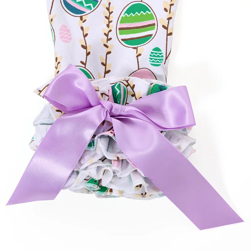 Новинка пасхальные леггинсы для девочек весенние с лентами и оборками оптовая