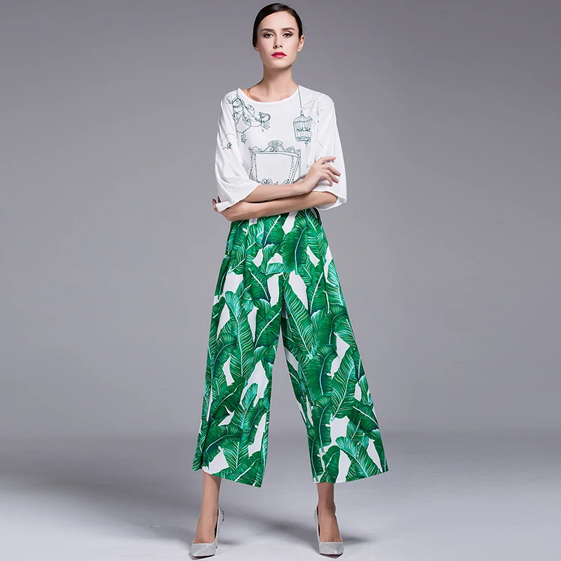 Женские винтажные брюки в стиле ретро Подиумные с высокой талией широкими