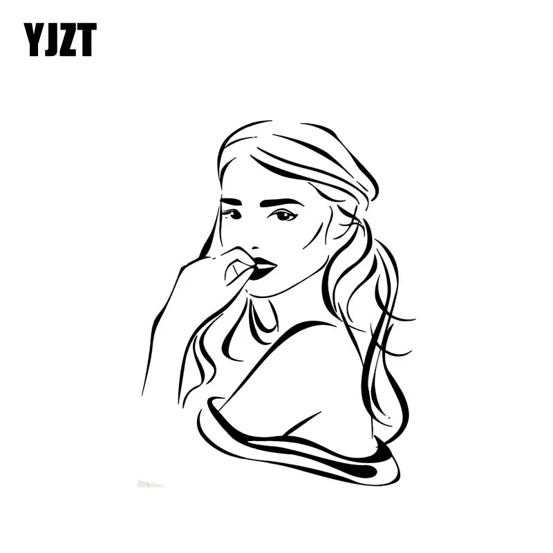 

YJZT 10,5*14 см Модная стильная Автомобильная наклейка с милыми умными девушками черная/серебряная виниловая наклейка серебряный дизайн