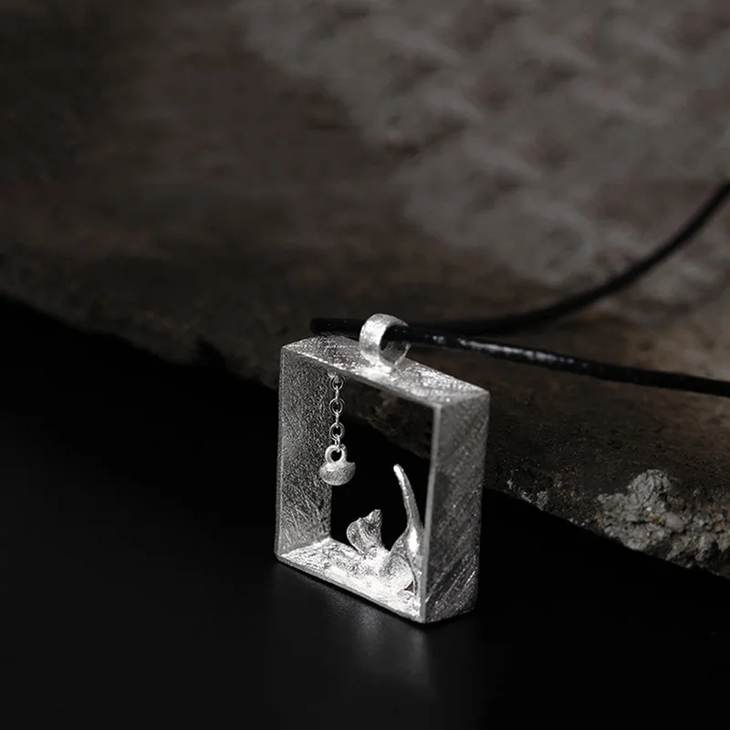 Новинка 2017 ручная работа серебро 925 пробы ожерелья для женщин подвеска Kitty