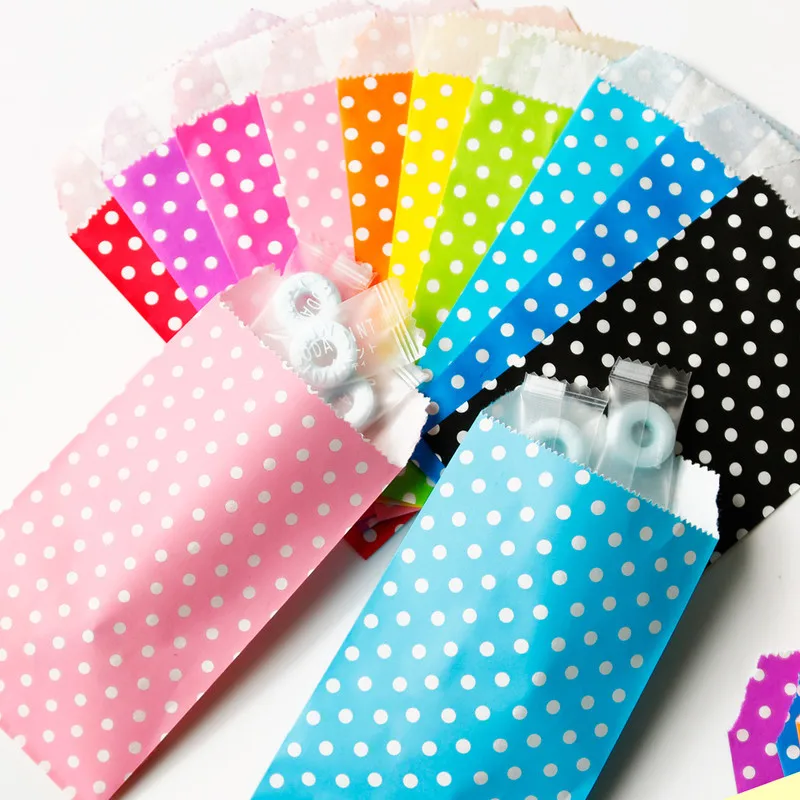 

25pcs Colorful Polka Dots Paper Bags For Gifts Party Treat Bag Paper Gift Bag Candy Bag Wedding Gifts Kids Birthday Supplies