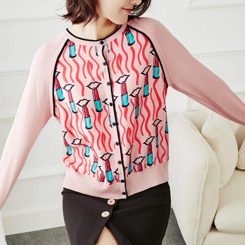 Женский вязаный кардиган ALPHALMODA Свободный Повседневный свитер с длинными