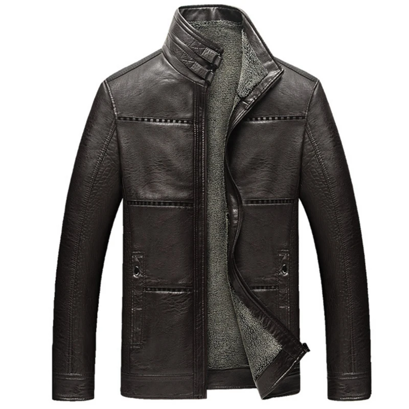 Толстый pu имитация овечьей кожи кожаная куртка Для мужчин модные S зима Кожаные