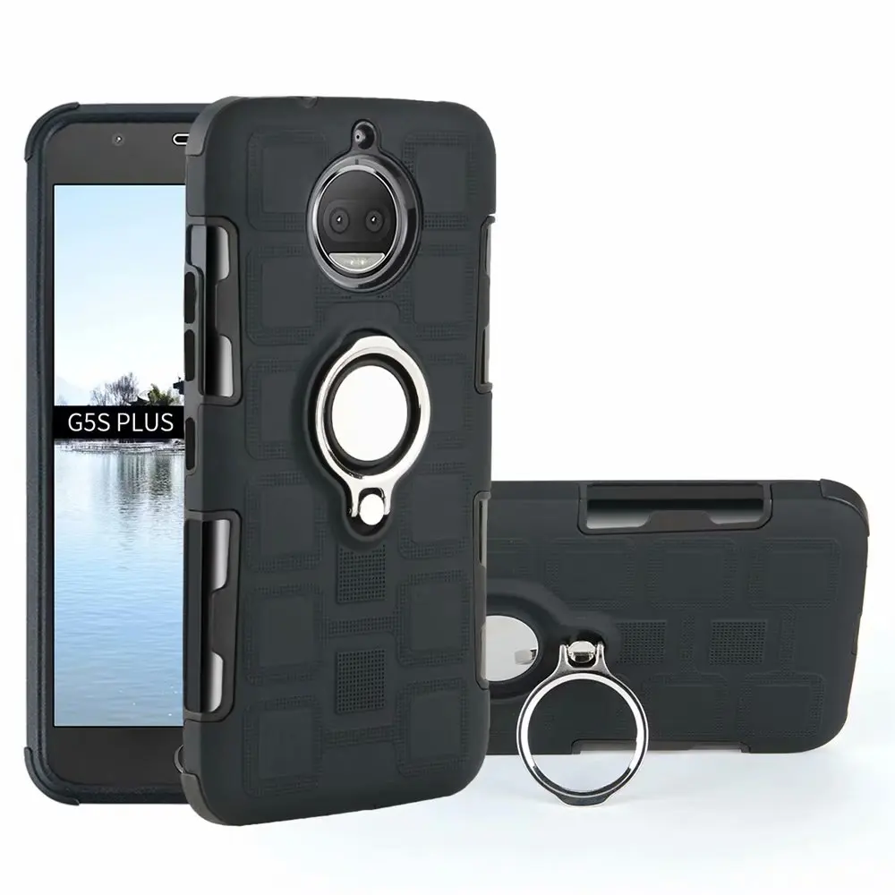 black Чехол для Motorola Moto G7 G6 G5 G5S G4 C X4 E4 E5 Z3 Play Plus противоударный 2 в 1 Жесткий PC силиконовый чехол для телефона чехол - Цвет: black