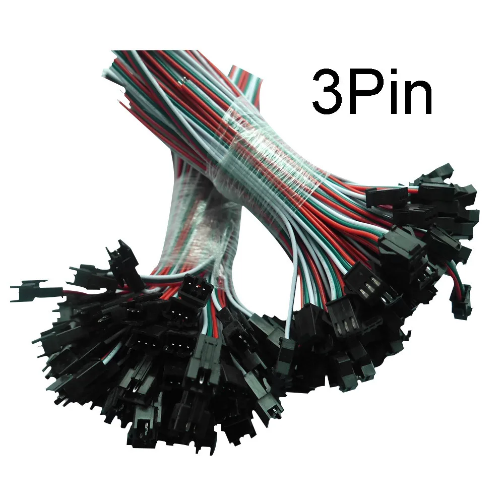 3pin 5 пар~ 100 пар 3pin 4pin 5pin 6pin JST светодиодный коннектор, мужской и женский коннектор для 3528 5050 RGB RGBW RGBWW светодиодный светильник - Color: 3pin