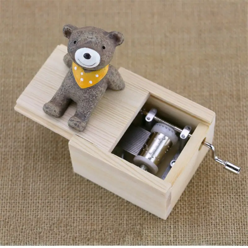 Медведь собака животное деревянное ручной коленчатый музыкальные шкатулки