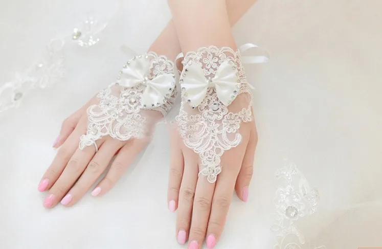 Элегантный Тюль Белый цвет слоновая кость свадебное кружевное перчатки длина
